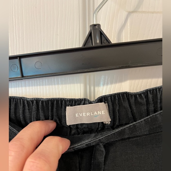 Everlane Black Linen Drawstring Crop Pants, Size 0 - Picture 3 of 3